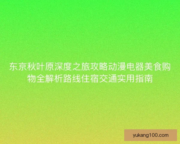 东京秋叶原深度之旅攻略动漫电器美食购物全解析路线住宿交通实用指南