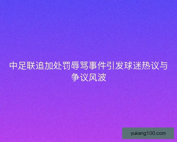 中足联追加处罚辱骂事件引发球迷热议与争议风波